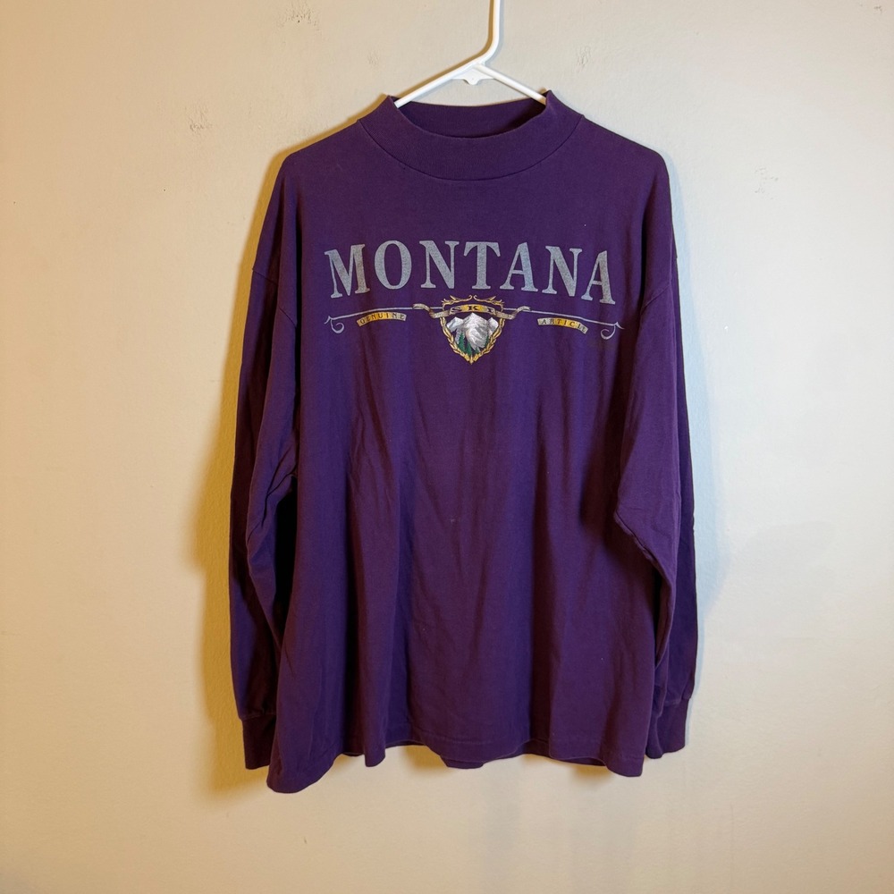Vintage Signal Sports Montana Ski Long Sleeve Shirt‎ Purple XL Made in USA 90s